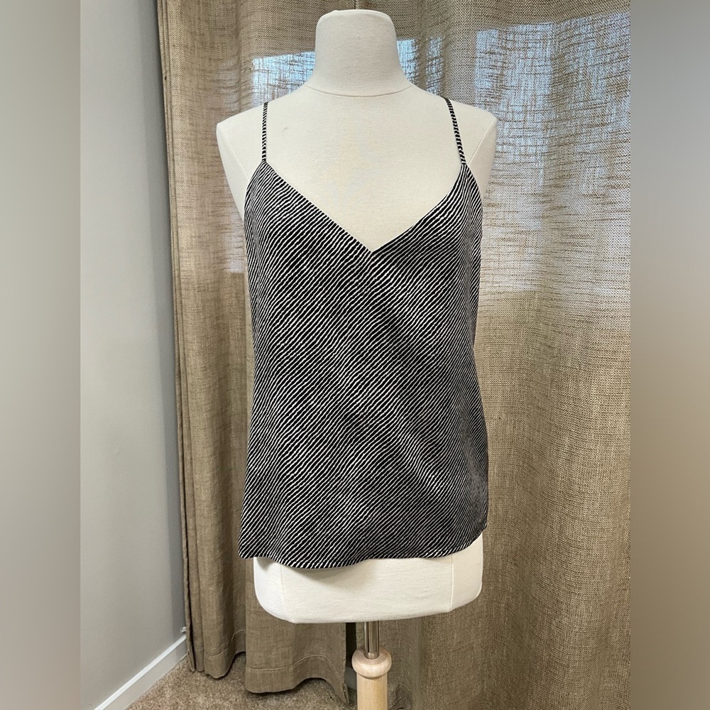 L'AGENCE Jane Size S Black White Striped Silk Women’s Camisole Tank Top Shell